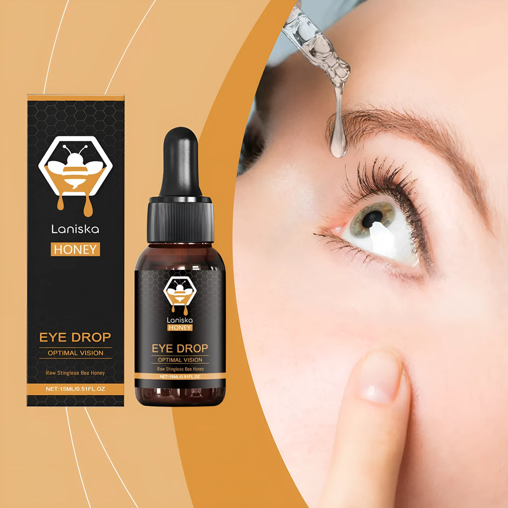 15ml bottle of honey eye drops with dropper for relieving dry eyes and fatigue