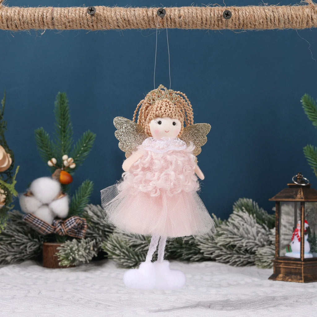Christmas angel girl fabric pendant for high ponytail hair decoration in cartoon style