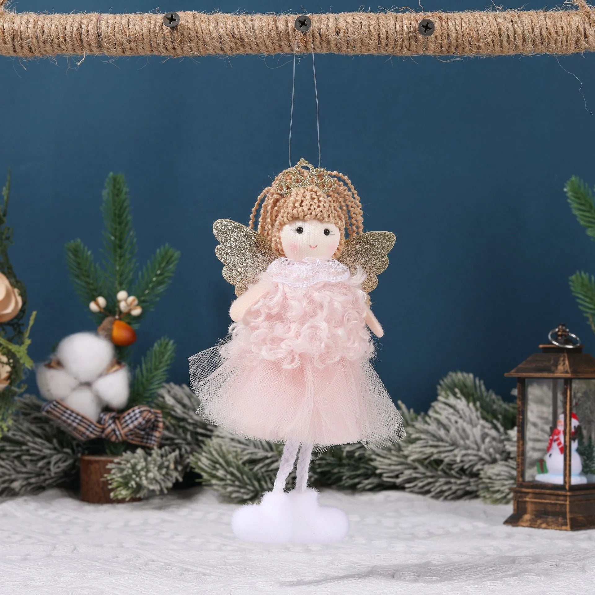 Christmas angel girl fabric pendant for high ponytail hair decoration in cartoon style