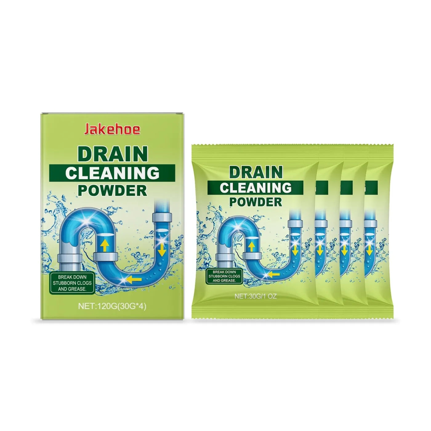 120g container of drain unblocking powder for sinks and showers