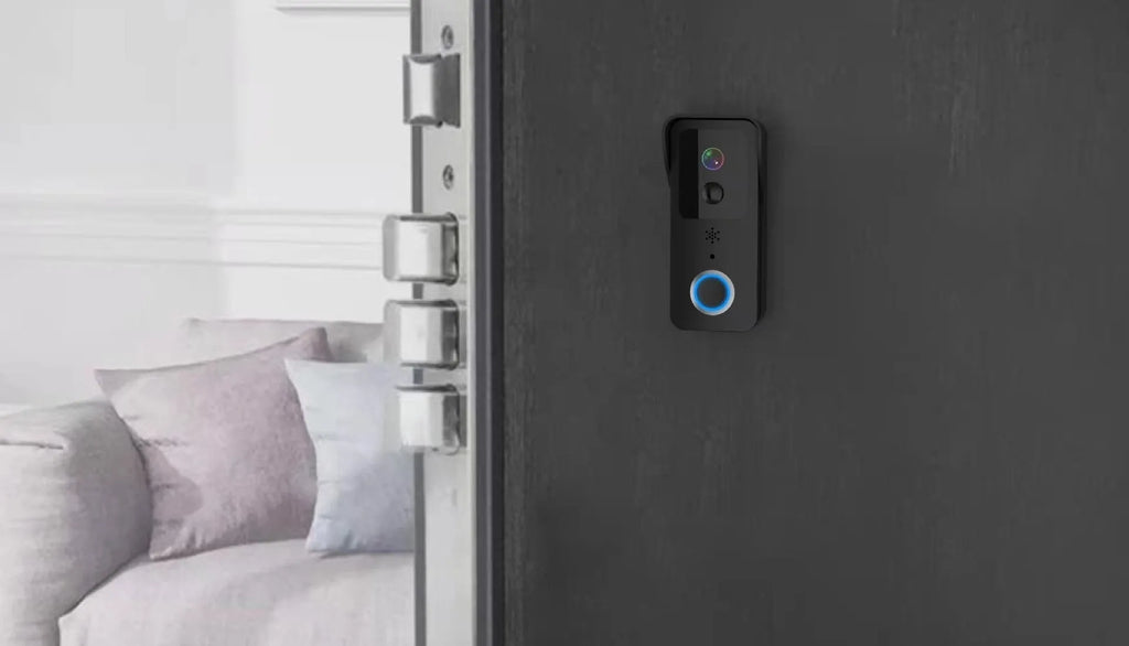 Black and white waterproof smart visual doorbell with camera for remote intercom