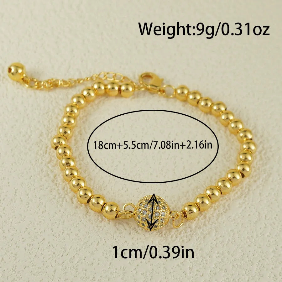Arabic style copper bracelet with heart-shaped design and zircon stones for women