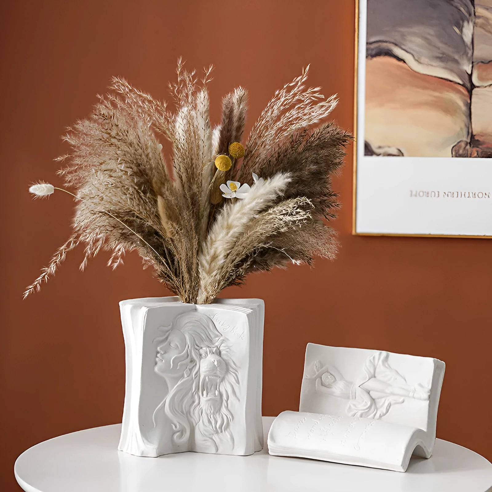Ceramic book stand with glazed surface in modern simplicity style, four design options available