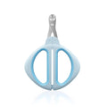 Blue cat nail clipper with positioning round hole and non-slip handle for pet grooming