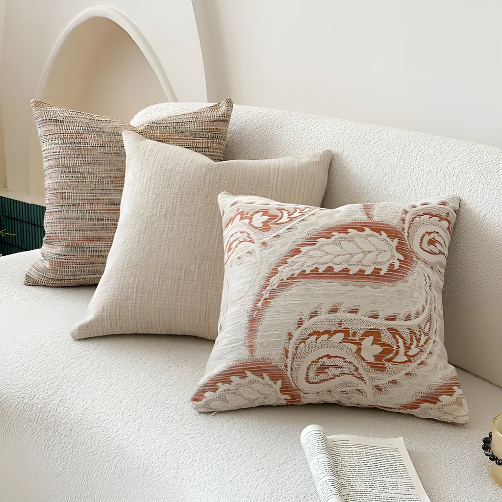 American-style jacquard woven sofa cushion cover with paisley pattern in amber colour
