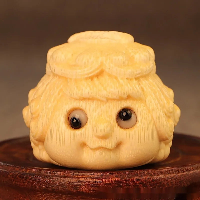 Solid bamboo carving golden toad princess ornament cute style decoration
