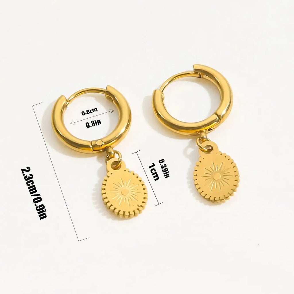 Stainless steel geometric earrings with ellipse design for women's office wear