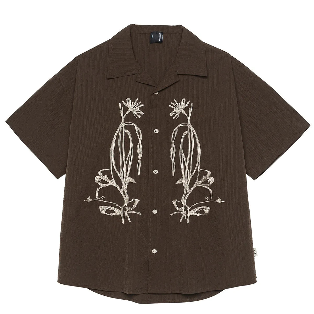 Brown coffee striped waterproof quick-drying short sleeve Cuban collar shirt for outdoor camping