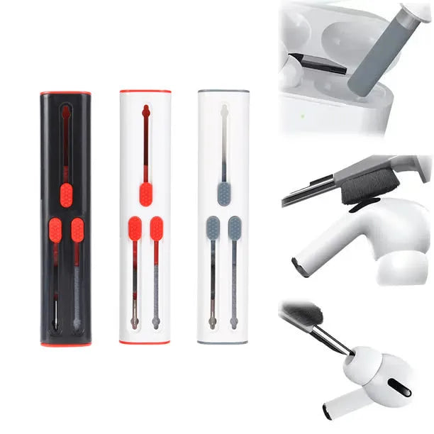AirPods Pro cleaning kit with white and red 3-in-1 pen, showing brush, sponge, and metal nib heads.