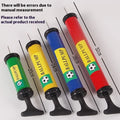 Manual high-pressure plastic pump for inflating basketballs, volleyballs, footballs and balloons in mixed colours.
