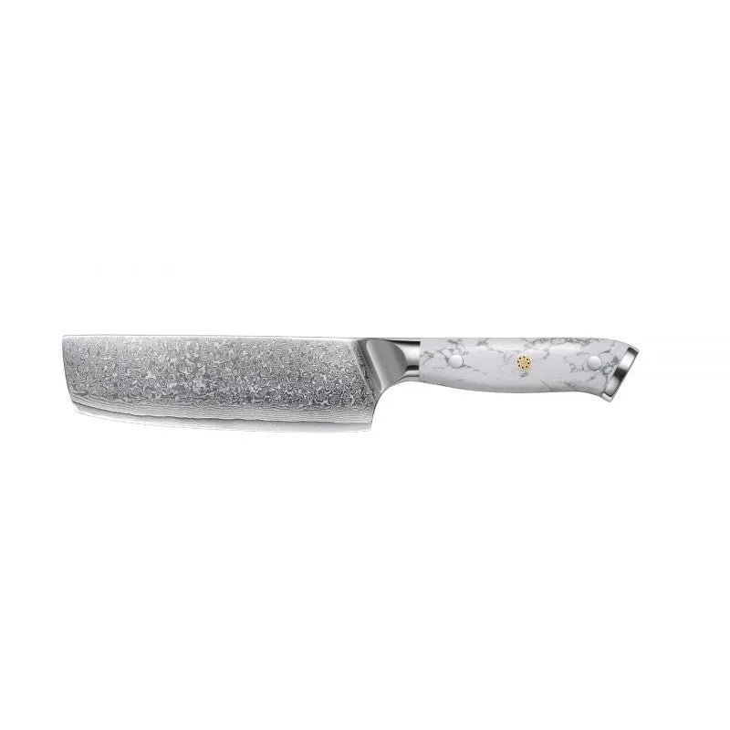 Damascus steel kitchen knife with 21cm VG10 blade and modern simple design