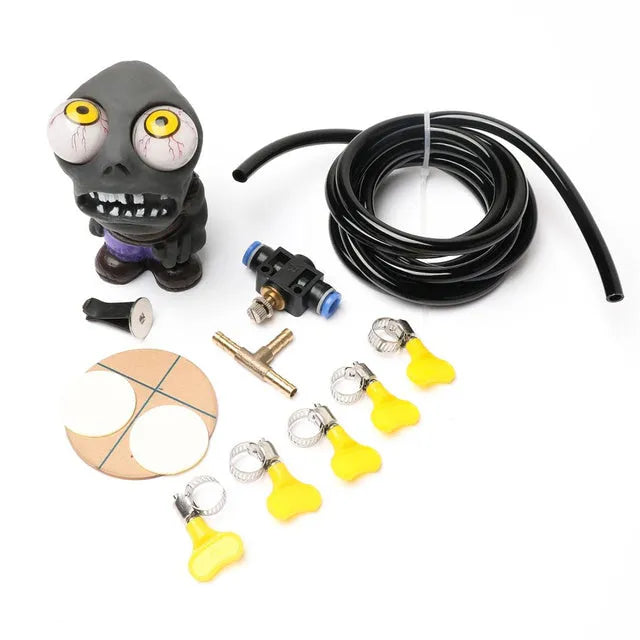 Turbo car blow off valve decompression ornament kit with doll and pressure valve components