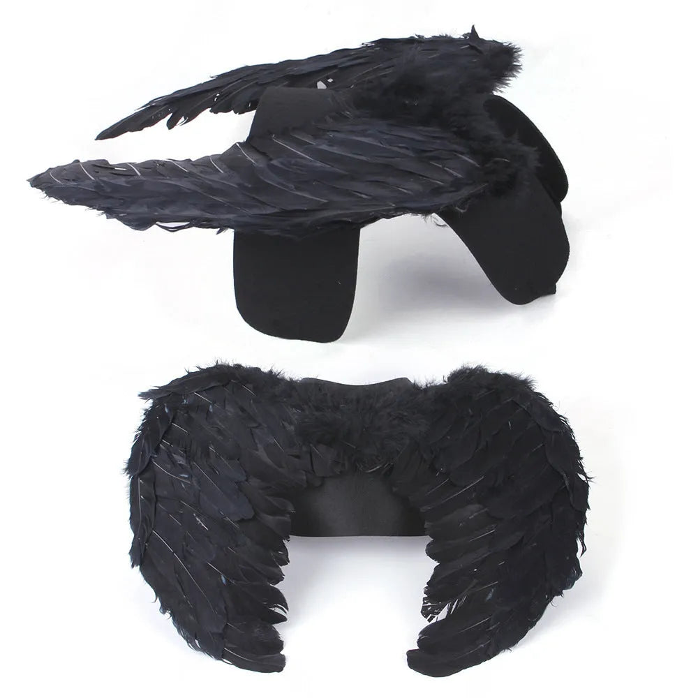 Black angel wings pet costume with chest and back attachment for dogs