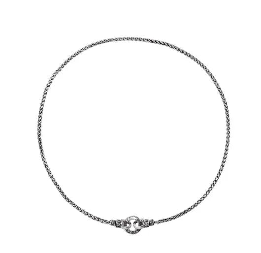 S925 sterling silver clavicle necklace with delicate chain and pendant, shown on a model.