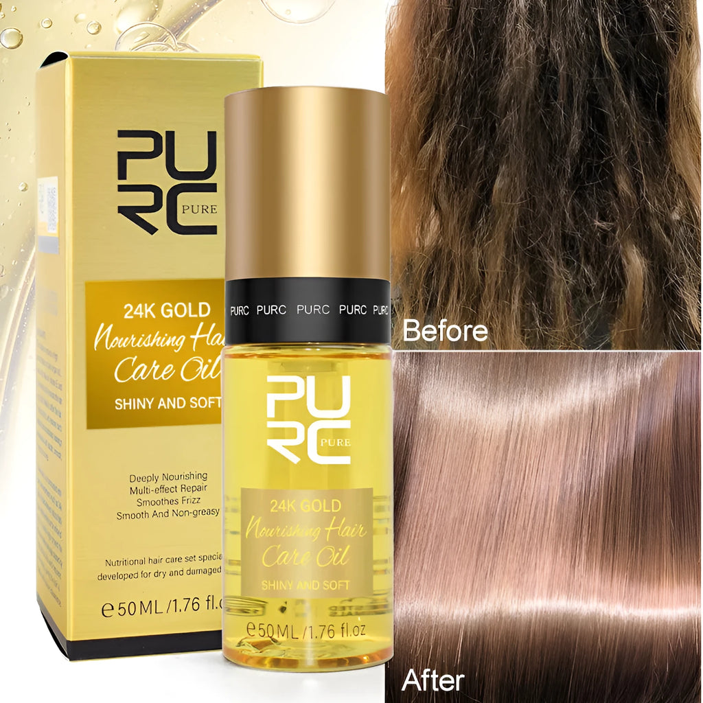 Yellow 50ml bottle of essential hair oil for curly hair scalp care and split end repair.