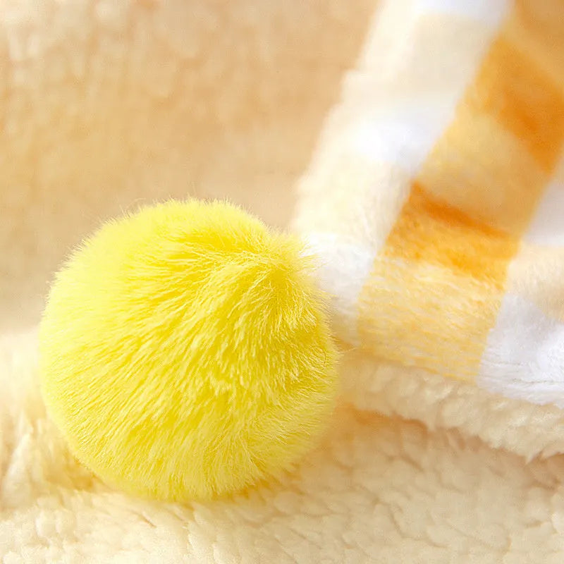 Blue coral fleece pet blanket shown on a dog bed, with size options S M L XL displayed.