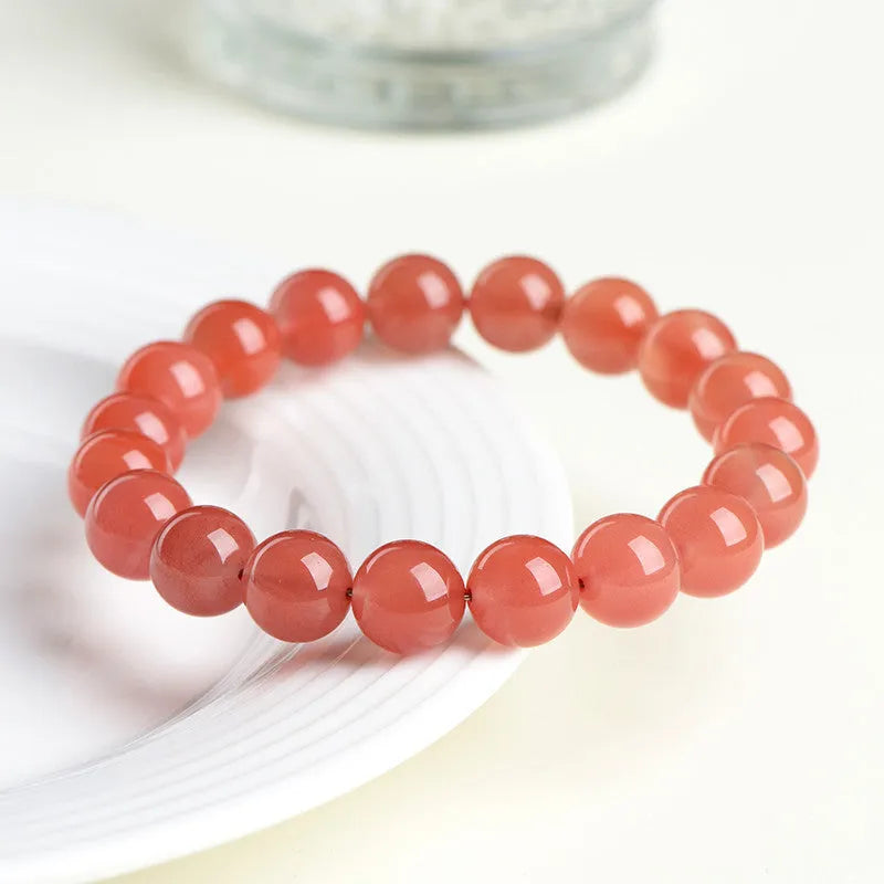 Natural South red cherry red agate bracelet with polished beads in six available sizes