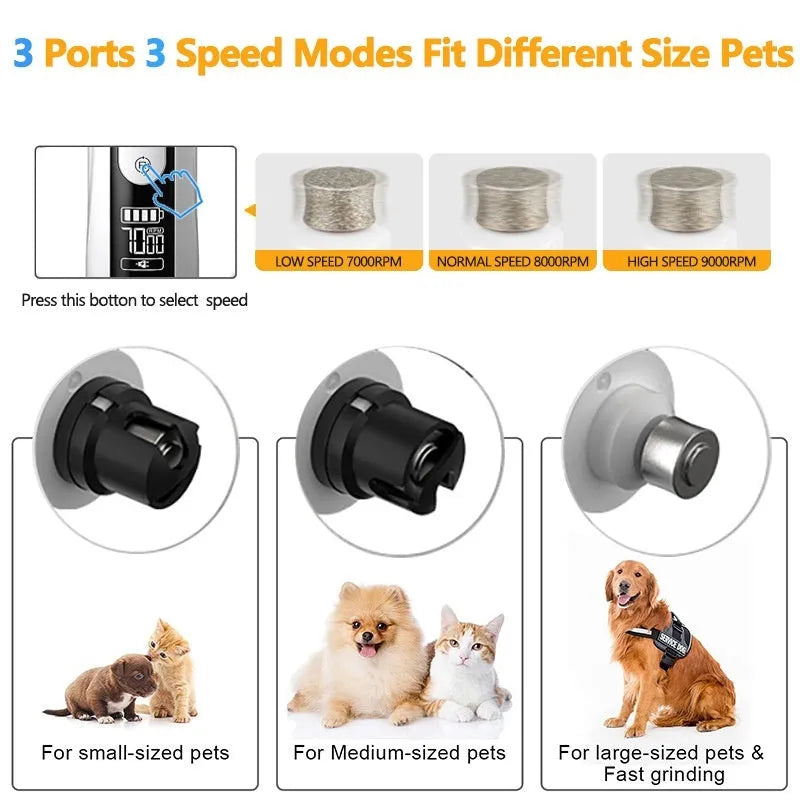 Pet automatic nail piercing device for dogs with LCD display and three speed settings