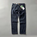 Men's straight leg denim jeans in a primary colour, showing front view of the mid waist and classic cut.