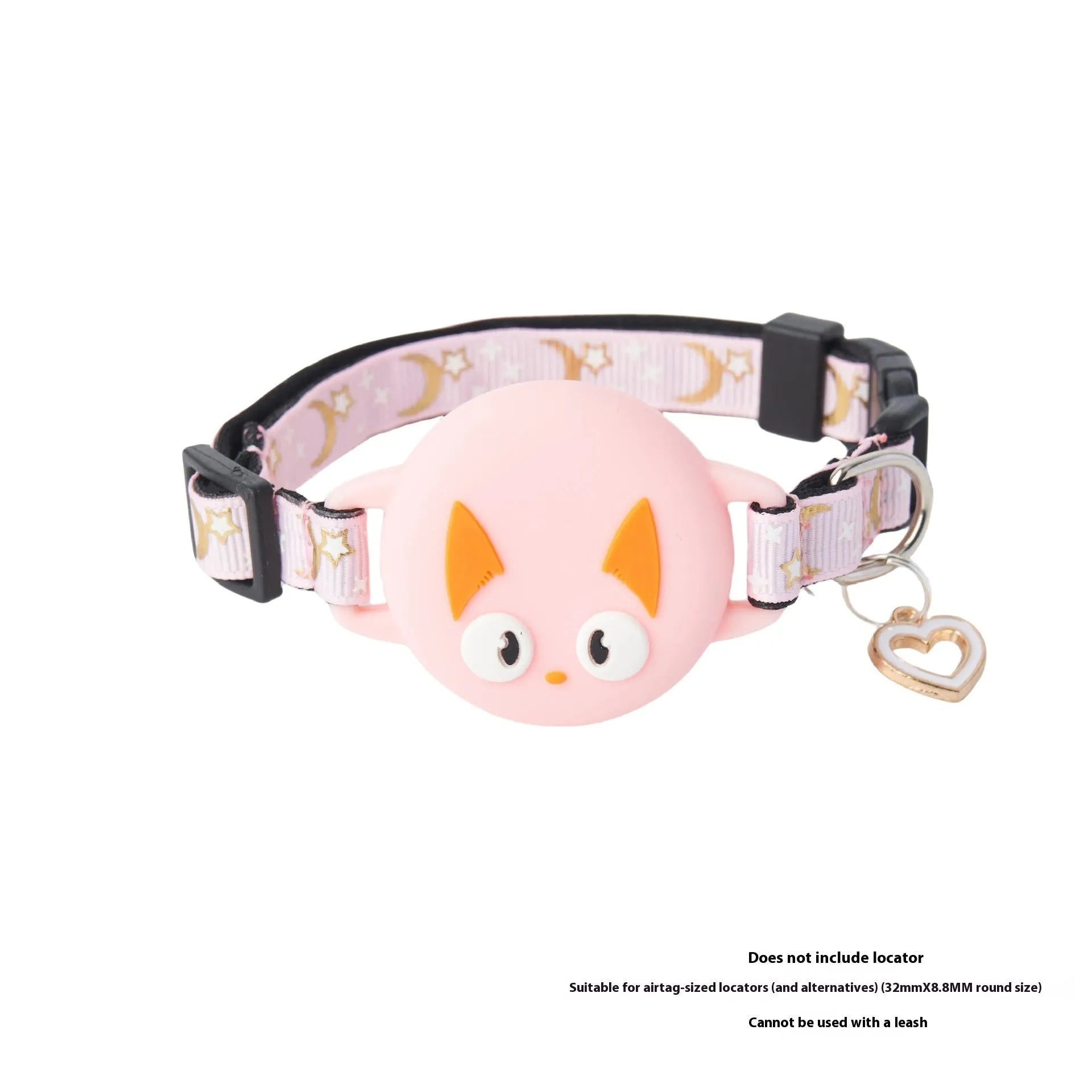 Adjustable plastic cat collar with integrated Apple AirTag protective case in pink, blue, light green, or black