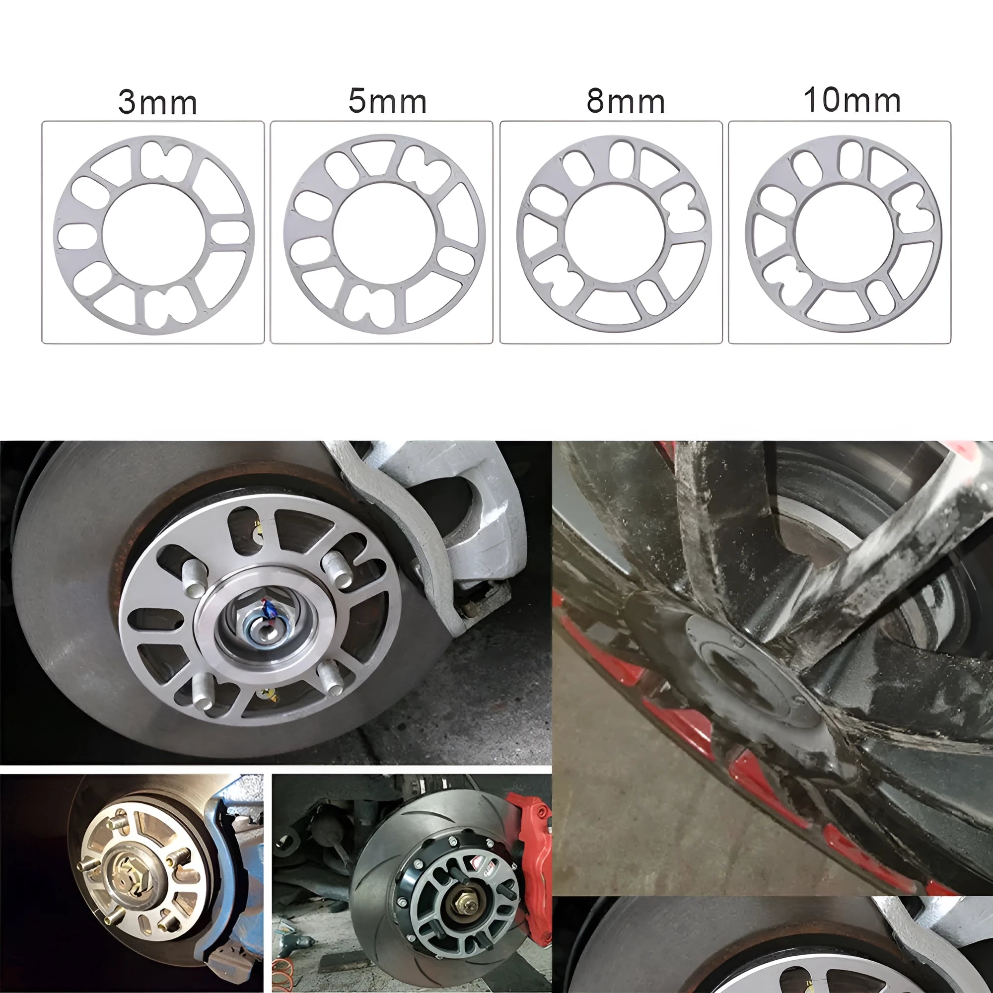 Automotive wheel hub widening gasket in multiple thicknesses for wheel modification