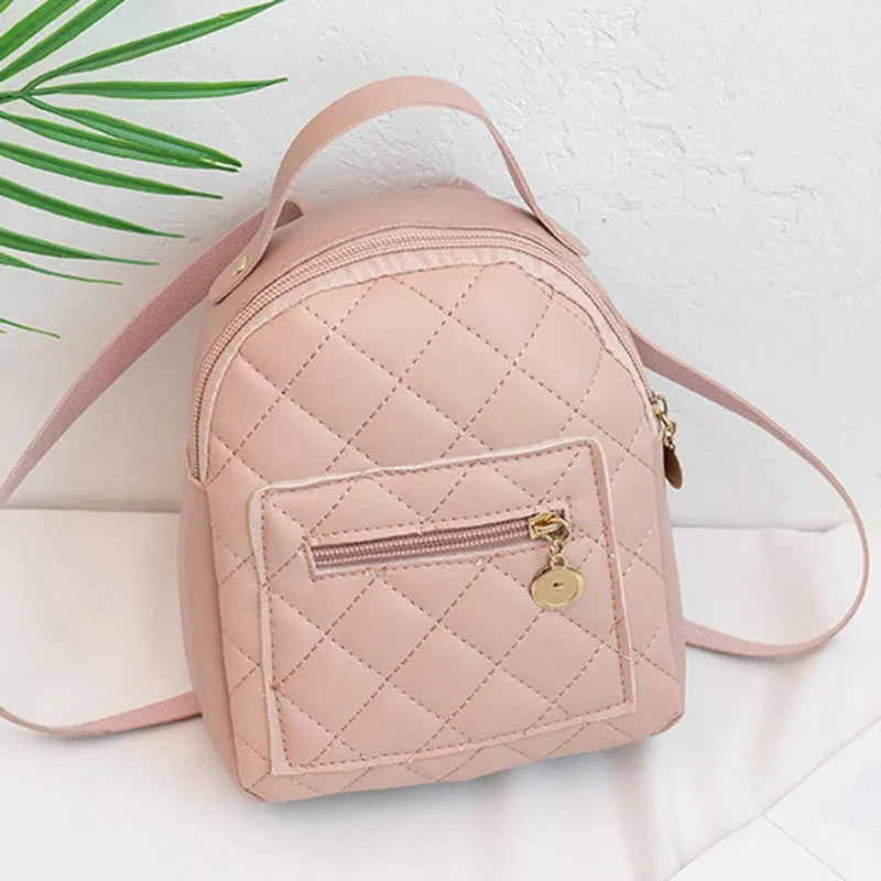 Korean style embroidered hard backpack for girls in pink with sandwich pocket