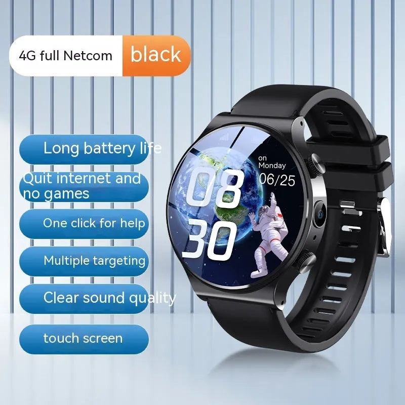 Black or white video smart watch with 1.28-inch display on wrist, showing time and notifications.