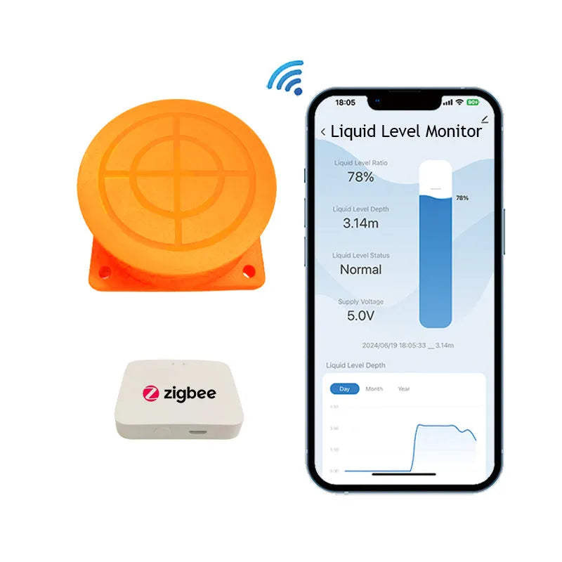 Moray ME201W wireless fluid level monitor sensor for water and oil tanks with Tuya SmartLife app integration