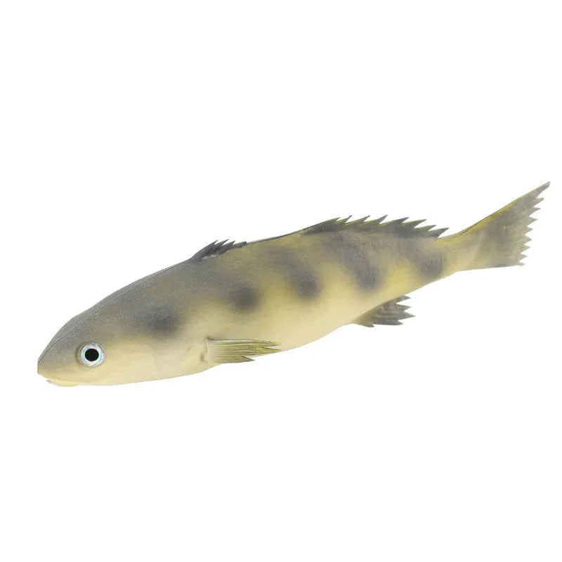 PU simulated fish ornament set showing yellow-fin tuna, flower fish, small tuna and yellow croaker ocean animal models