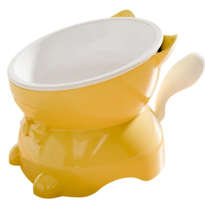 Stainless steel slanted cat bowl with non-slip base in selected colour