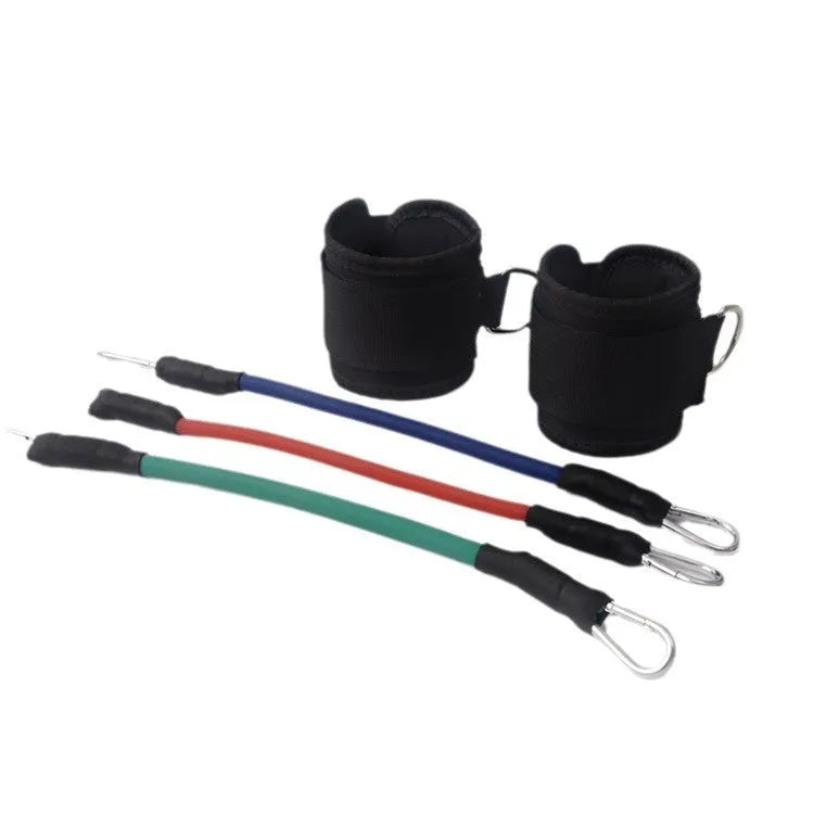 Black taekwondo pull rope training set for kicking drills and explosive leg force development