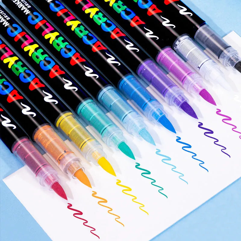 Straight liquid acrylic marker pens with soft heads in multiple colour pack options for painting