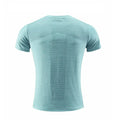 Short sleeve sports T-shirt for running and basketball in polyester spandex fabric, shown in red.