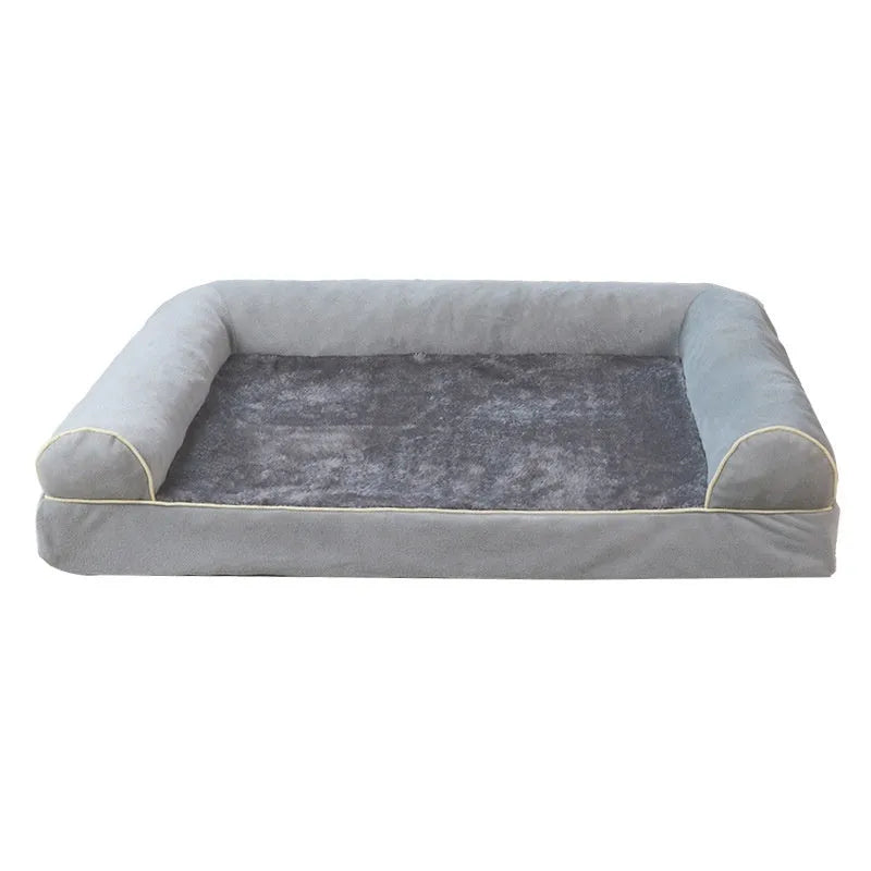 Square cloth dog bed with sponge foam padding in blue colour