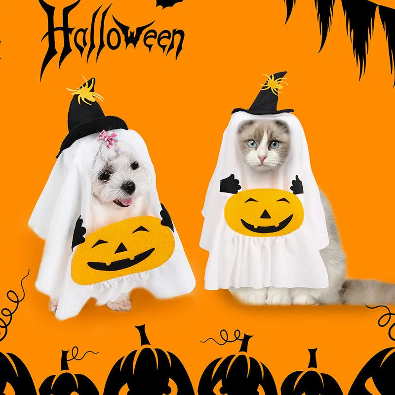 White pumpkin ghost Halloween dog costume for small medium large dogs