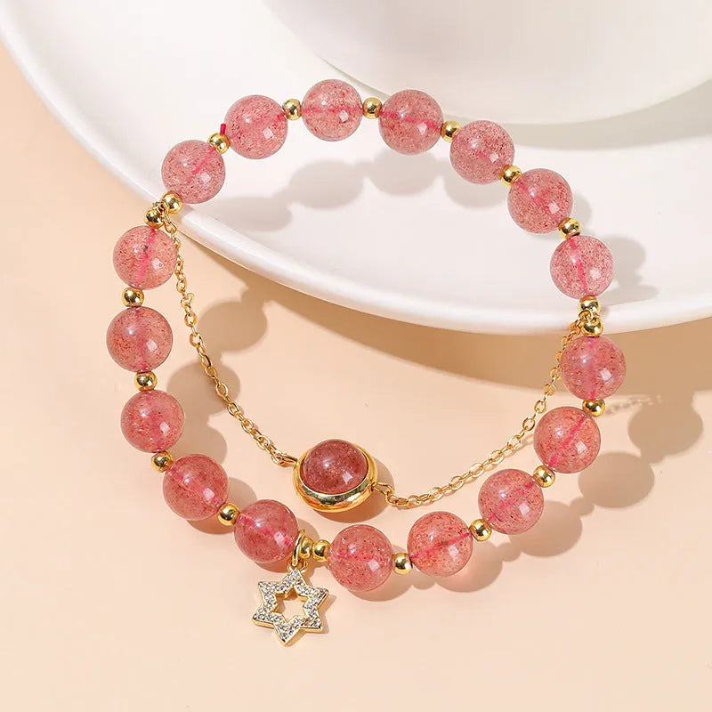 Green crystal Chinese bracelet with adjustable string on wrist