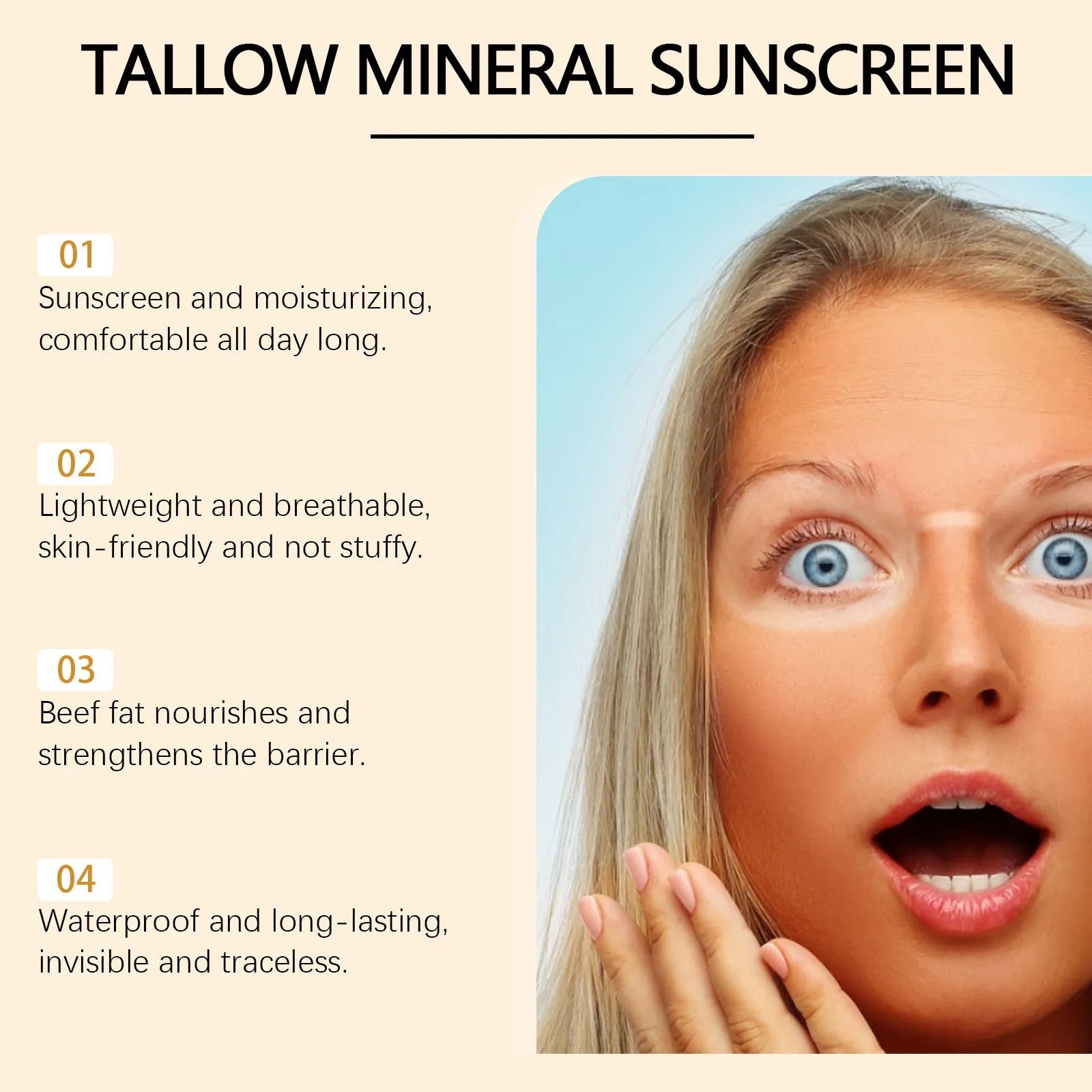 60g tube of cow fat moisturising sunscreen with tallow and mineral UV protection ingredients