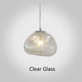 Modern fabric chandelier with glass shade in amber, clear or smoke grey colour options