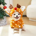Elk costume for medium dog with fleece lining, shown in Christmas styling