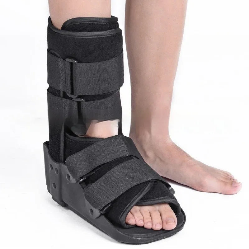 Grey Achilles tendon rehabilitation boot with fixed support design for rupture recovery