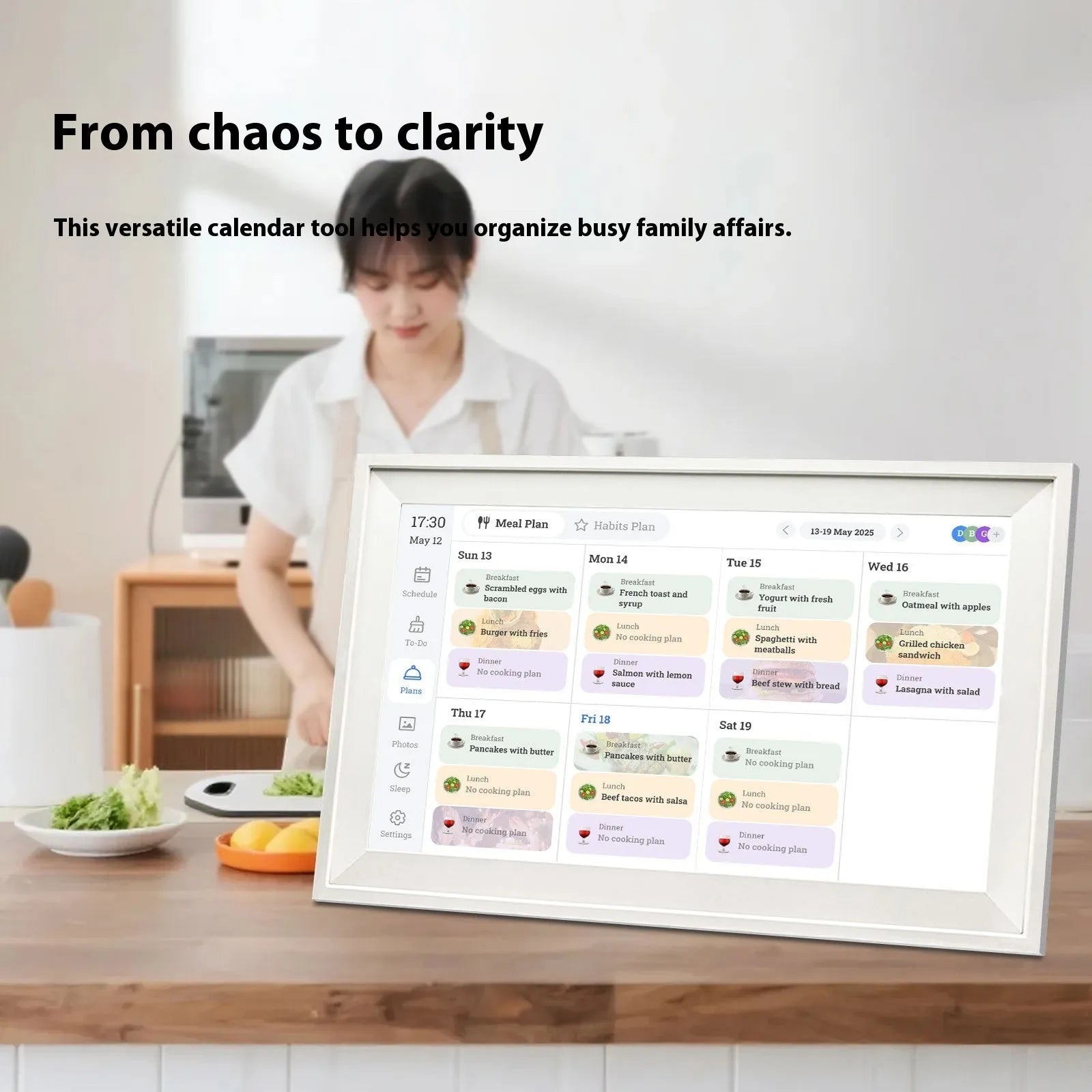 White 15.6 inch smart digital photo frame with full HD display and app connectivity