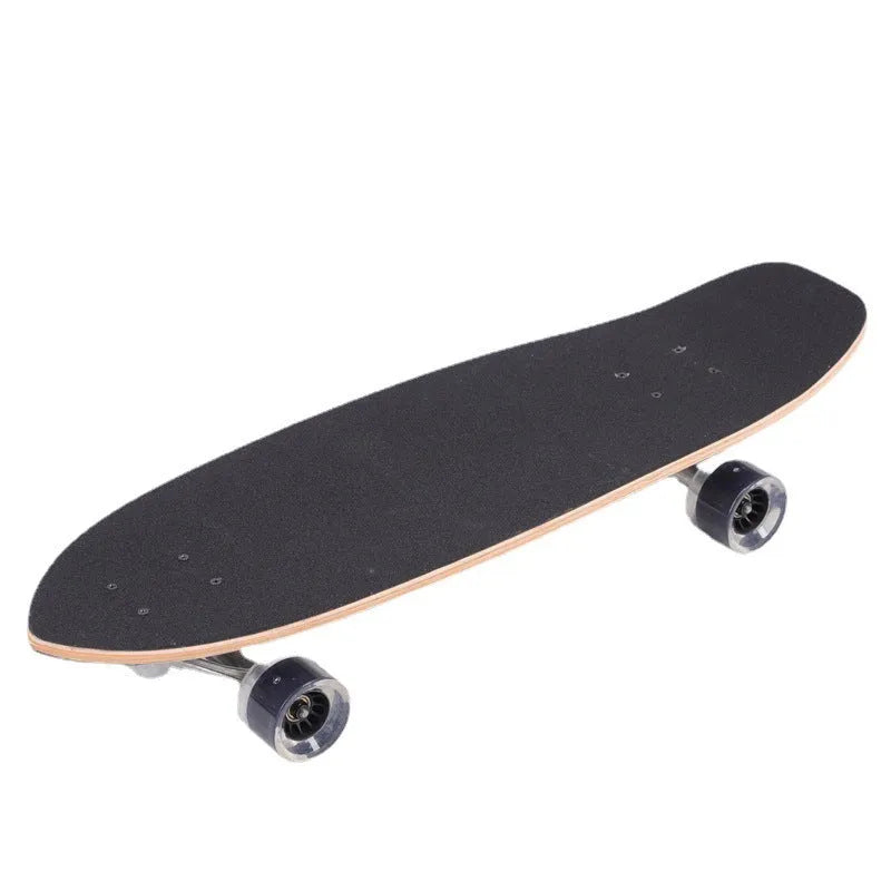 White 31-inch maple wood street scooter skateboard with deck and truck components