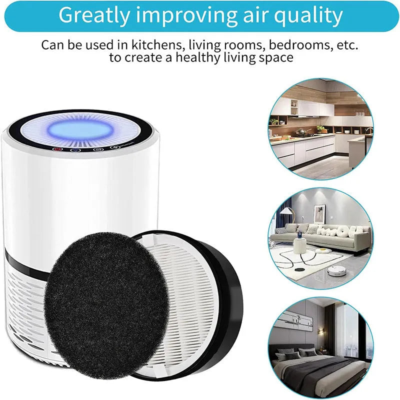 Levoit compatible rectangular air purifier replacement filter screen and cotton measuring 19x19x6.3cm.