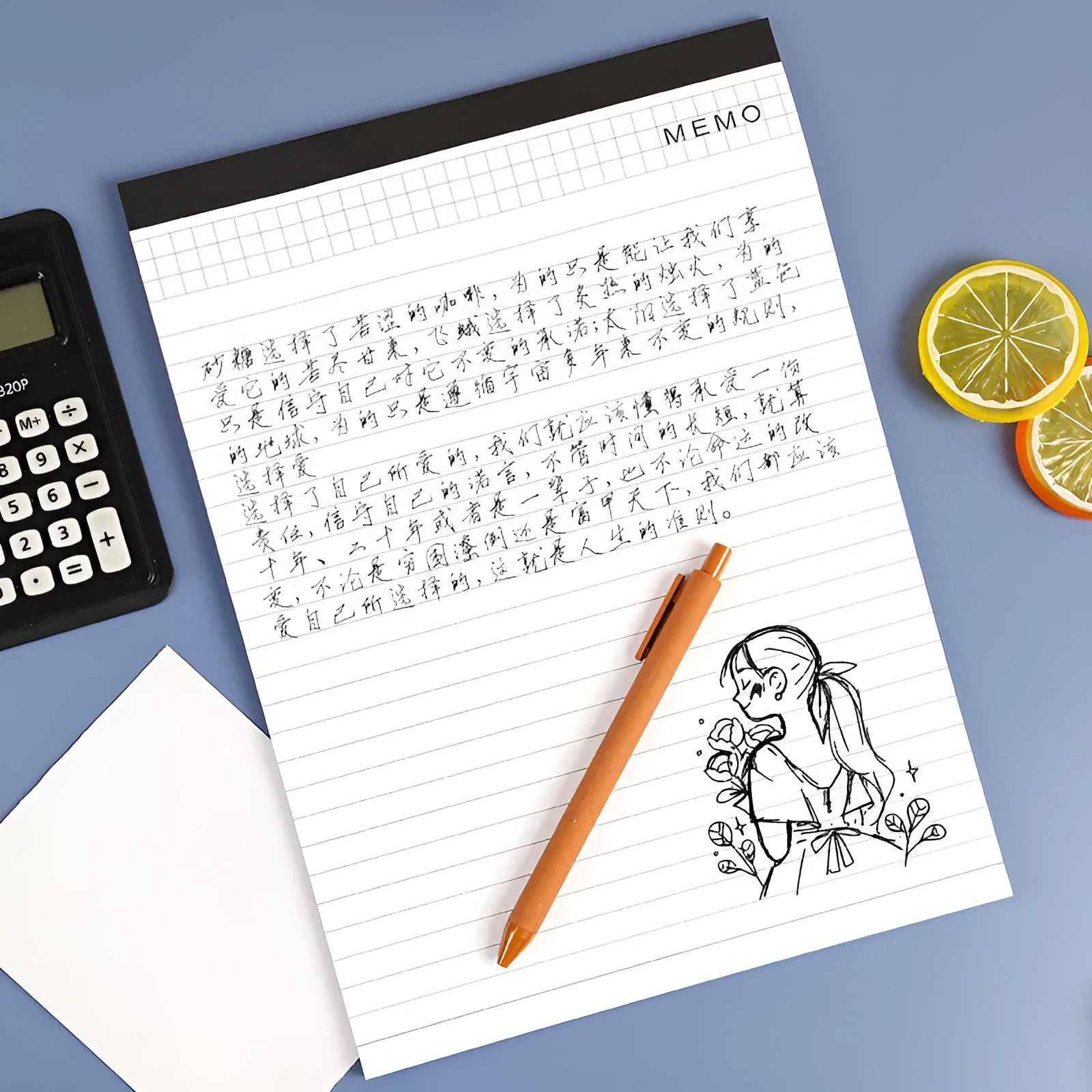 A4 tearable notebook with grid-lined pages and wireless adhesive binding in paper cover