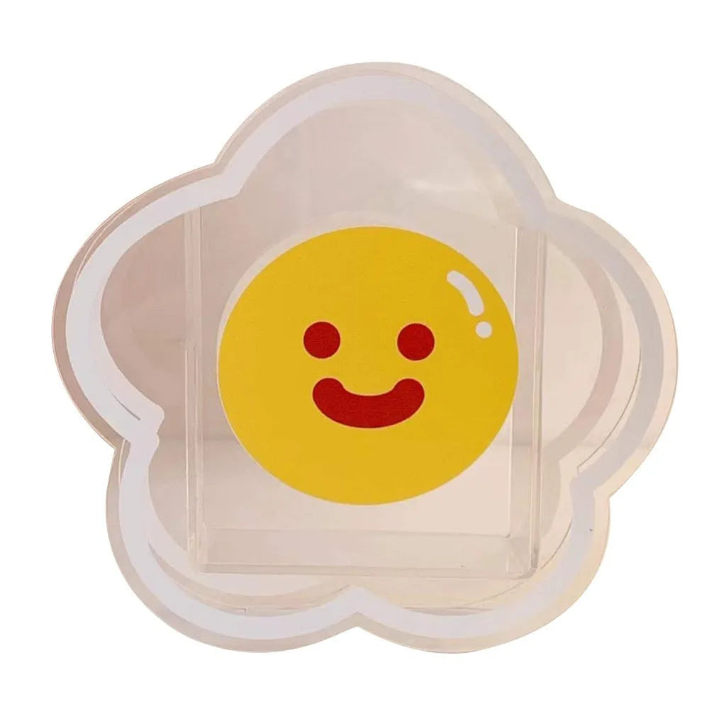 Square transparent acrylic storage box with cute cartoon design options for stationery organisation