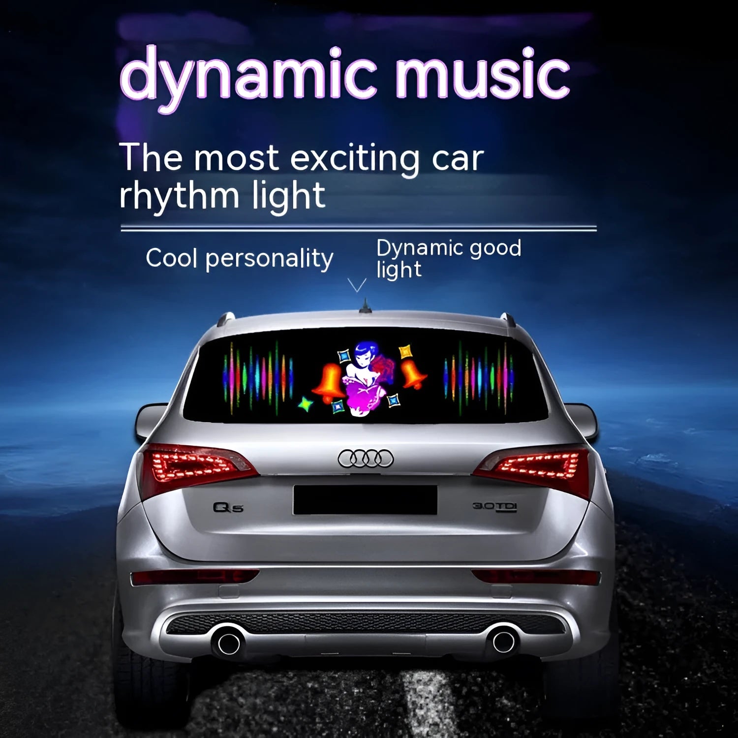90 by 25 cm electroluminescent car rhythm lamp with voice and music control.