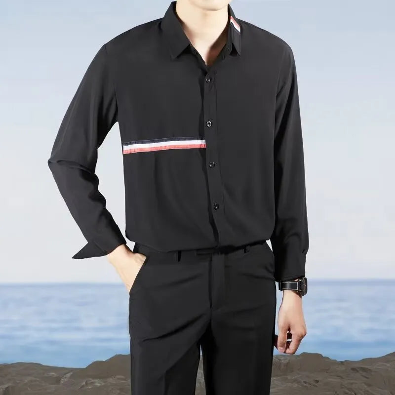 Hong Kong style loose fit cardigan shirt in cotton blend fabric available in multiple colours