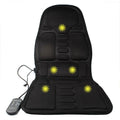 Black heating massage mat seat cushion with infrared physiotherapy function and speed control