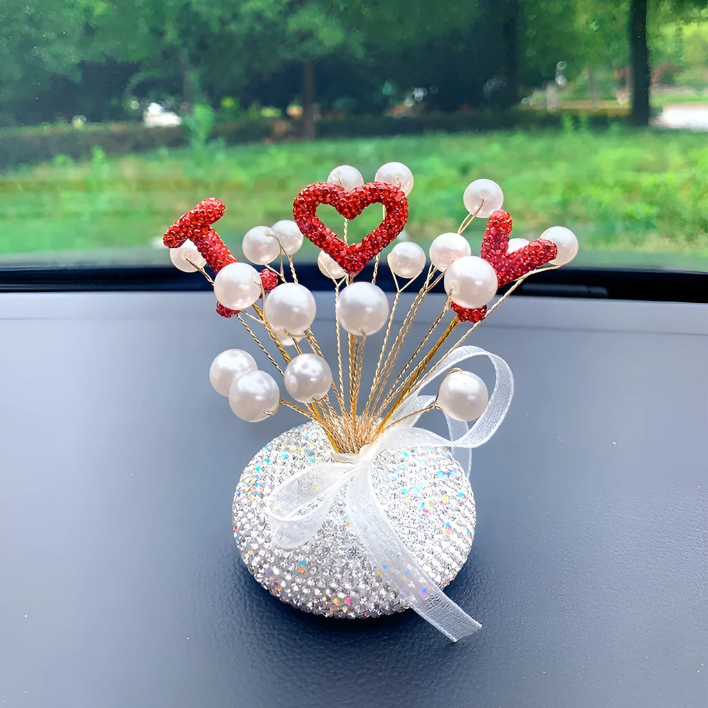 Clay diamond star car decoration ornament on vehicle centre console in pearl white starry sky colour