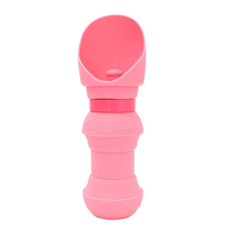 Silicone pet folding cup showing collapsed and expanded states with 550ml or 350ml capacity options